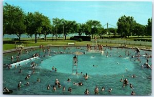Postcard - Municipal Swimming Pool, Riverview Park - Clinton, Iowa