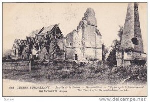 The Church After The Bombardment, Bataille De La Somme, Guerre Europeenne, Fr...