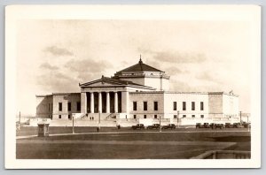 RPPC Chicago Illinois John G Shedd Aquarium Old Cars Postcard C29