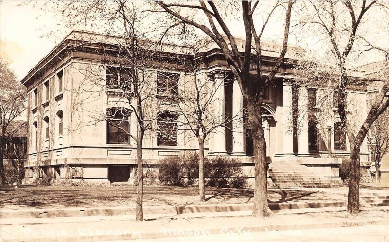 D89/ Mason City Iowa Ia Real Photo RPPC Postcard 1937 Public Library Building