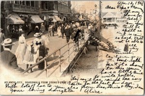 Boardwalk from Young's Pier Atlantic City NJ c1905 Undivided Back Postcard N32