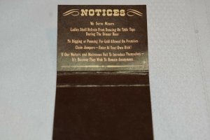 The Gold Rush Munster Indiana 30 Strike Matchbook Cover