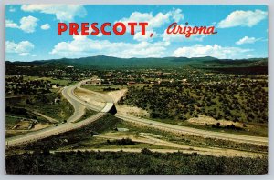 Aerial View Prescott Looking West Arizona AZ Postcard L12