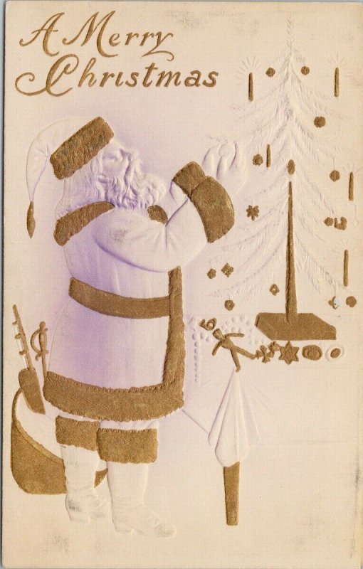Santa Claus Merry Christmas Embossed c1909 Alberton PEI Cancel Postcard E91