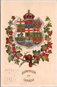 Dominion of Canada Provincial Crest Beaver Canadian c1913 Postcard D63