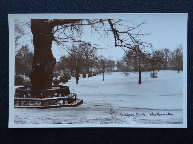 Northampton ABINGTON PARK Wintery Scene (2) c1930 RP Postcard