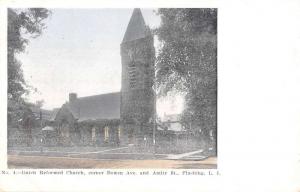 Flushing New York Dutch Reformed Church Street View Antique Postcard K61594