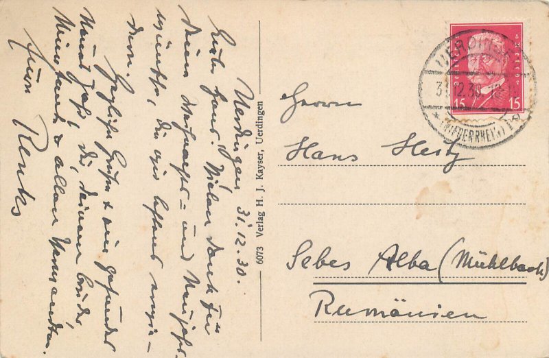 Germany Uerdingen Rheinpartie cargo ships 1930 postcard 