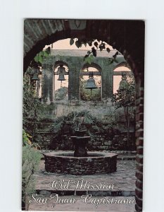 Postcard Sacred Garden with fountain Old Mission San Juan Capistrano California