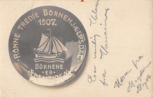 Ronne Denmark Bornehjaelpsdag 1907 Button Real Photo Postcard AA56320