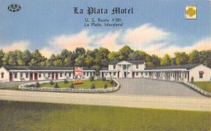 La Plata Maryland Motel Street View Linen Antique Postcard K16407