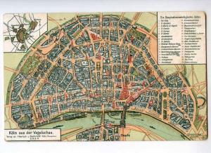 247226 GERMANY KOLN MAP Vintage Hoursch & Bechstedt postcard