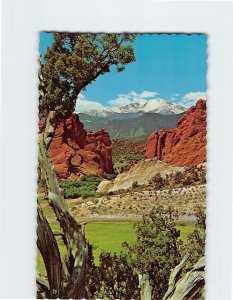 Postcard Pikes Peak and the Gateway to the Garden of the Gods, Colorado