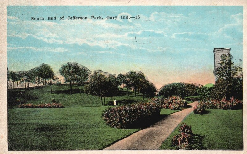 Vintage Postcard South End of Jefferson Park Pathway Gary Indiana Tribe Of K Pub