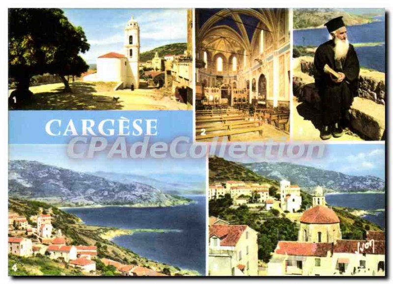 Postcard Modern Oasis Beauty Corsica Cargese the Roman church and the church ...