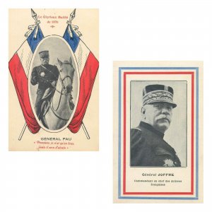 World War 1914-1918 French general Paul and commander Joffre unit of 2 postcards
