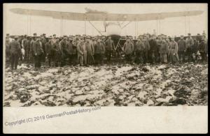 Germany WWI Crash Downed English Bomber Airplane Battlefield  RPPC 65315