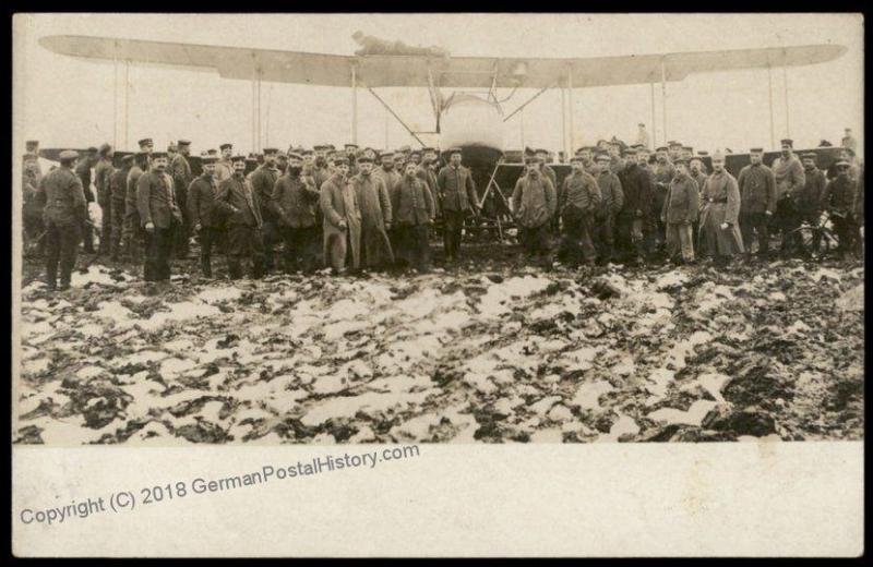 Germany WWI Crash Downed English Bomber Airplane Battlefield  RPPC 65315