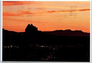 M-90517 Sunset silhouettes the giant Shiprock formation Shiprock New Mexico