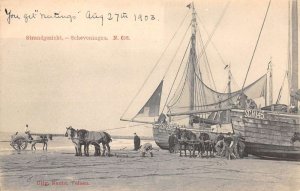 Scheveningen Holland Netherlands Strandgezicht Boats on Beach Postcard AA67965