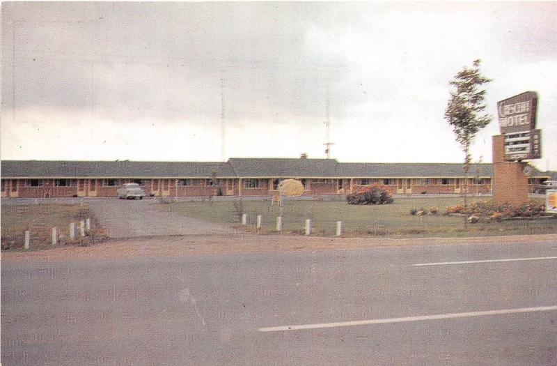 Jackson Michigan~Crescent Motel~Roadside View on US Route 12~50s Cars~Postcard