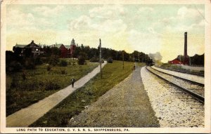 Postcard PA Shippensburg (University) & Train Station Railroad 1925 M6