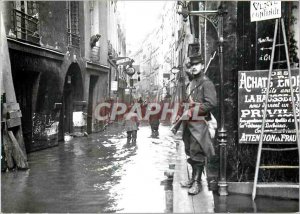 Modern Postcard Paris Floods 1910 street Bievre Army