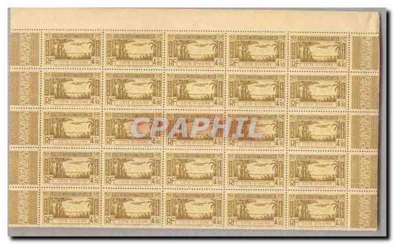 Ivory coast COMPLETE SHEET TP 100 Aerienne Station 4 4f90 Bistreolive ** TTB