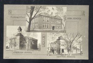 FLORENCE COLORADO HIGH SCHOOL EMERSON CENTRAL MULTI VIEW VINTAGE POSTCARD