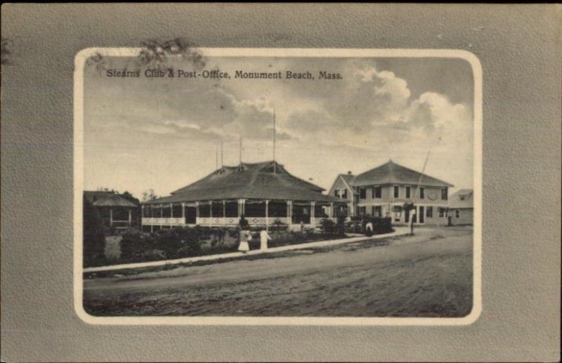 Monument Beach MA Stearns Club & Post Office c1910 Postcard