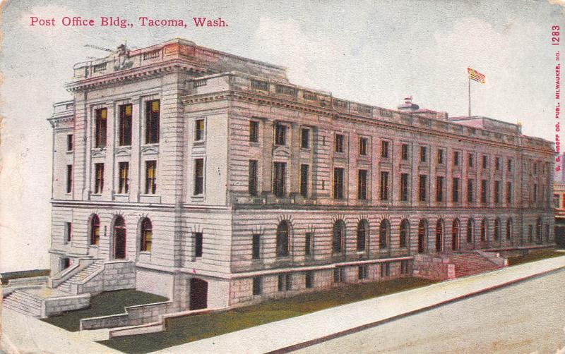 Post Office Building, Tacoma, Washington, Early Postcard, Used in 1910