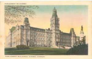 Quebec  Canada Parliament Buildings Postcard Conservez le Charbon Cancel