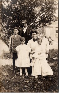 RPPC Edwardian Family Beautiful Children Dreaded Faces Real Photo Postcard Z19