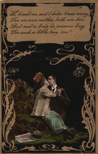 Vintage Postcard 1914 He Kissed Me And I Know It Was Wrong Lovers Couple Moments