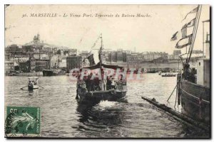 Old Postcard Marseille Vieux Port Traversee the Bateau Mouche