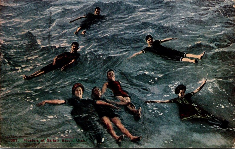 Utah Great Salt Lake Floaters On Saltair Beach 1921