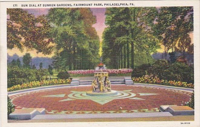 Pennsylvania Philadelphia Sun Dial At Sunken Gardens Fairmount Park Curteich