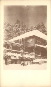 Tuscon Arizona Mt Lemmon Winter Scene Snowy Lodge c1930-50s Vintage Postcard