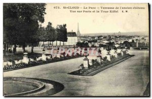 Postcard Old Saint Cloud The Terrace Park of old castle view of Paris and the...