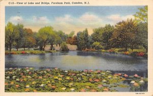 View of Lake and Bridge, Farnham Park in Camden, New Jersey