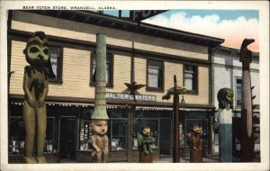 Wrangell AK Bear Totem Pole Store c1920 Postcard