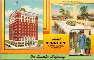 Linen Postcard Multiple Views Hotel Yancey in Grand Island, Nebraska