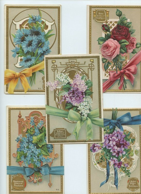 The Language of Flowers Series 5 Embossed Postcards