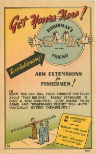 1940s Fishing exaggeration Advertising Comic humor MWM Postcard 22-10541