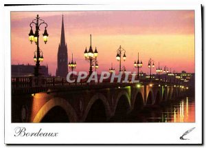 Postcard Modern Bordeaux stone bridge at night