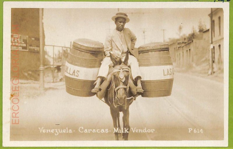 aa5634 - VENEZUELA - VINTAGE POSTCARD - Caracas - Real photo, Milk Vendor