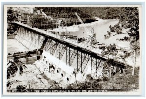 c1947 Bull Shoals Dam Under Construction White River AR RPPC Photo Postcard