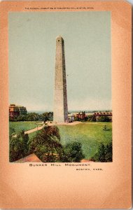 Charlestown Boston Massachusetts Bunker Hill Monument Front View UDB Postcard 