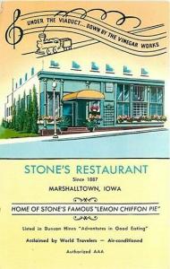 IA, Marshalltown, Iowa, Stone's Restaurant, Curteich No. 7C-K1530