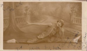 Actress Doing A Painful Split Circus Style Antique Real Photo Postcard